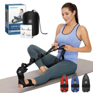 comness Foot and Calf Stretcher-Stretching Strap For Plantar Fasciitis, Heel Spurs, Foot Drop, Achilles Tendonitis & Hamstring. Yoga Foot & Leg Stretch Strap. (Black) Visit the comness Store